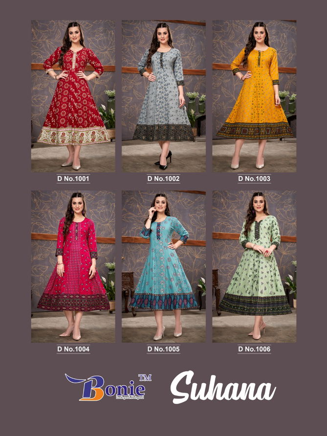 Bonie Suhana Exclusive Designer Wear Wholesale Printed Kurtis Catalog